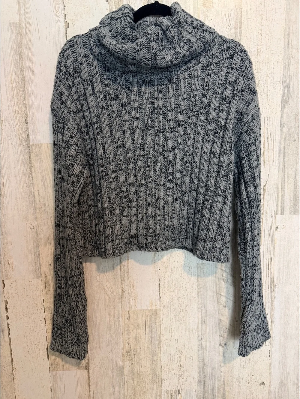 Urban Outfitters Women’s M/M Gray Chunky Knit Cropped Cowl Neck Sweater